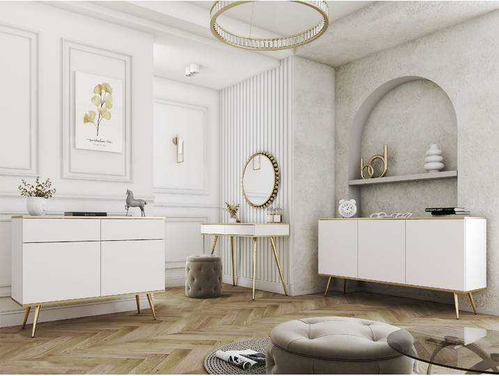 Wohnzimmer-Set – ORO – 3-teilig, grifflos & modern – Weiß
