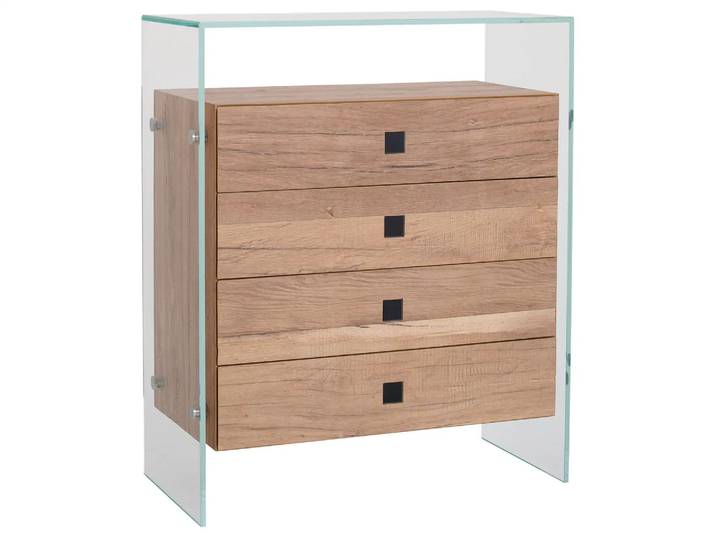 Kommode Franky, Holzkorpus mit Glasrahmen, b 84 cm t 40 cm h 101 cm