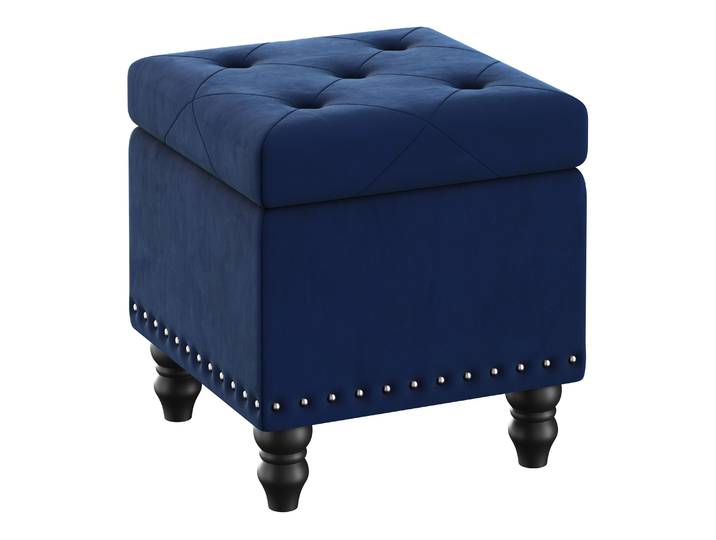Hocker Samt SILVESTER mit Stauraum navy