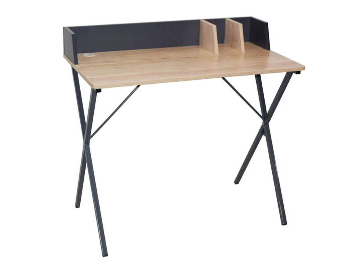 Bureau en bois et métal gris