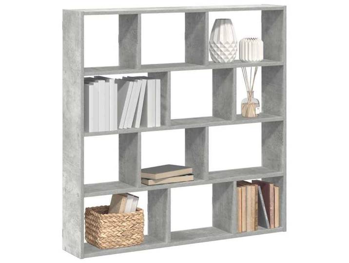Étagère cube murale 12 compartiments gris béton bois ingénierie 860007
