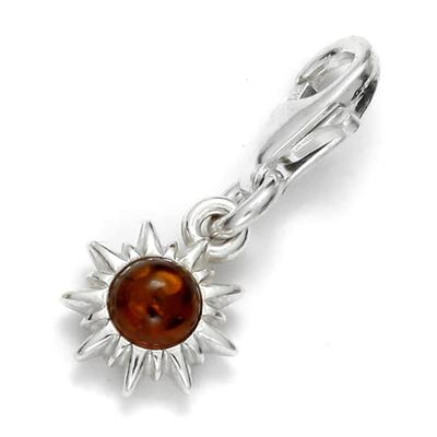 Kettenanhänger OSTSEE-SCHMUCK "Ostsee-Schmuck Charm-Einhänger Sonne Charm-Einhänger Sonne", weiß, Schmuckanhänger, Damen, 21 x 8mm, Silber 925 (Sterlingsilber), 1 g, Kettenanhänger