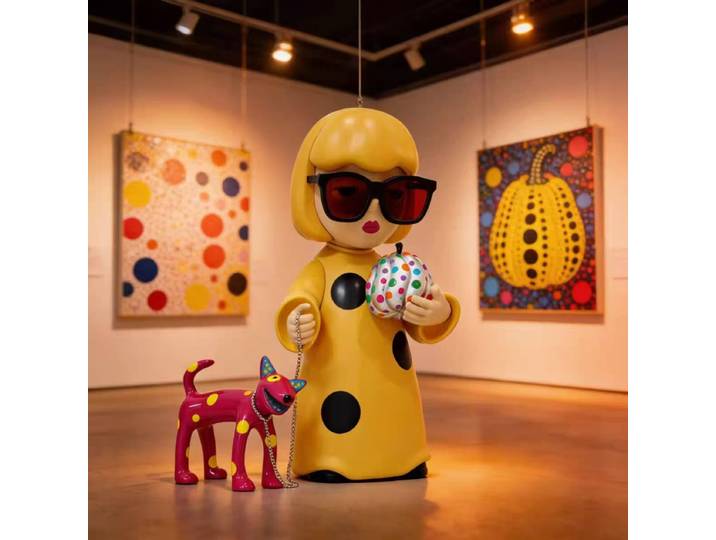 Ornement de bureau décoratif tendance à fleurs de citrouille à pois de la quatrième génération de Yayoi Kusama, cadeau créatif