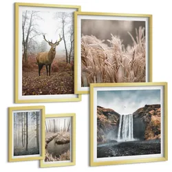 BILDER SET 5er Set - 50x50 cm & 20x30 cm & 40x60 cm Goldrahmen - Die charmanten Straßen der Hafenstädte