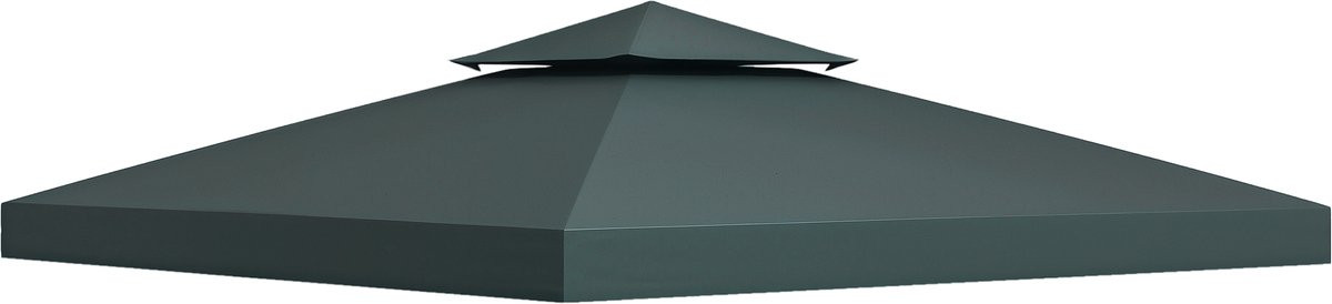 Antracietgrijs waterdicht vervangend dak voor tuinpaviljoen met dubbel dak en afwateringsgaten, 3 x 3 m