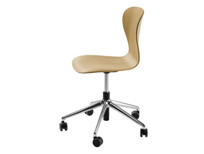 Thonet - S 220 DRW Drehstuhl mit Rollen, Eiche / Gestell Aluminium poliert