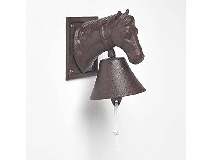HOMESCAPES Gietijzeren Paard Deurbel Traditionele Decoratieve Opknoping Deurbel Met Paarden Hoofd Muur Opgezette Rustieke Stijl