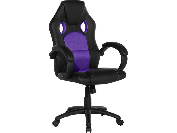 BELIANI Bürostuhl Schwarz mit Violett Kunstleder höhenverstellbar Modernes innovatives Design