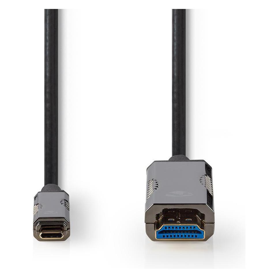 Nedis optische USB-Kabel (aktiv) USB-CT Stecker HDMIT Stecker 18 Gbps 30.0 m rund PVC Schwarz Karto (30 m) (CCBG6410BK300)