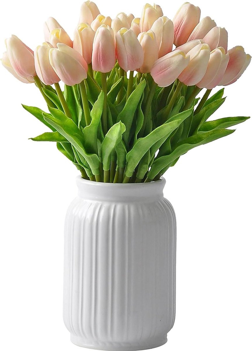 30 stuks Kunst Tulpen Real Touch Decoratie Lichtroze