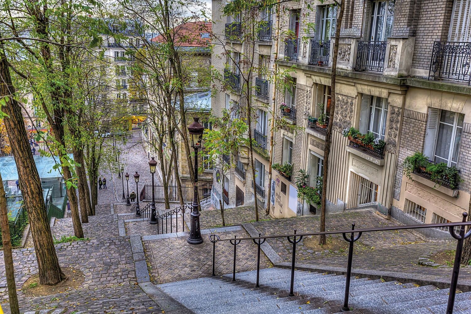 Fototapete PAPERMOON "Montmartre in Paris", bunt, B:1,5m L:1,11m, Vlies, Tapeten, Fototapete bunt B/L: 1,5m x 1,11m, Bahnen: 7 Stk.