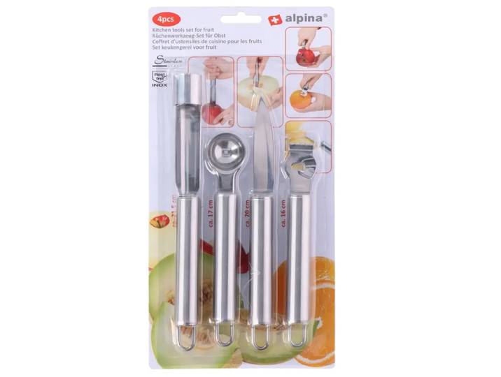 Alpina Kit d'outils pour fruits, 4 pièces, inox