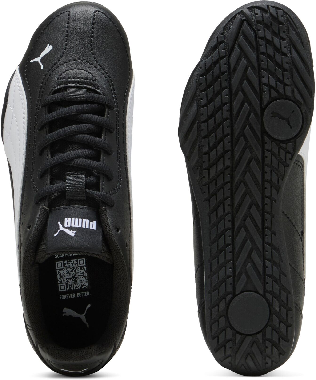 Sneaker PUMA "CATCH JR", Jungen, Gr. 37,5, Textil, schwarz-weiss (puma schwarz, puma weiß), Synthetik, Schuhe Sneaker, Design auf den Spuren des Puma Speedcat puma schwarz, puma weiß 37,5, Textil