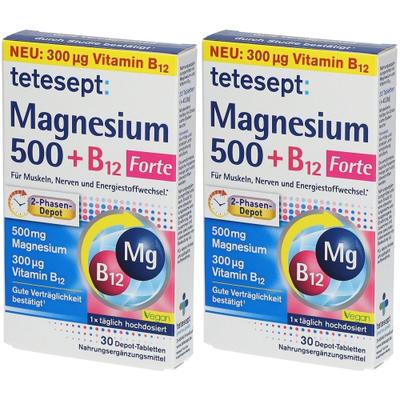 Tetesept Magnesium 500+B12 300 µg Tabletten 2x 2x30 St
