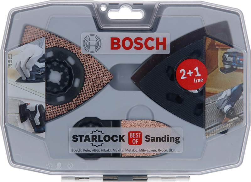 Bosch Starlock Schleifset AVZ 93 G/90 RT6/32 RT4, Wood & Paint Schleifpapier (3x) 2608664133
