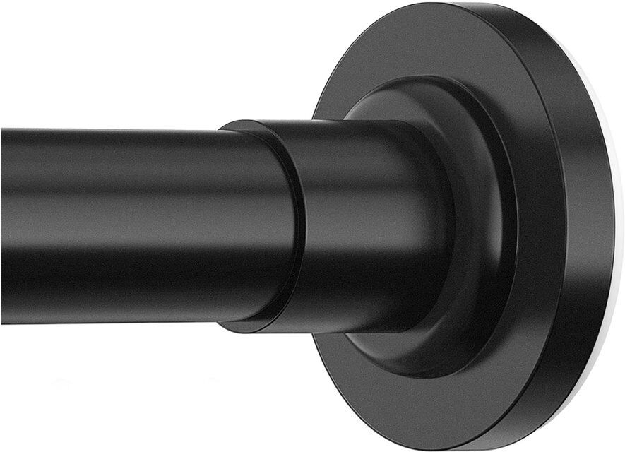 Ebern Designs 48cm Straight Shower Curtain Pole & Hook Set Matte Black 48cm W