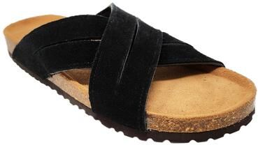 Women's Leather Criss Cross Footbed Sandal by GaaHuu in Black (Size 7 M)