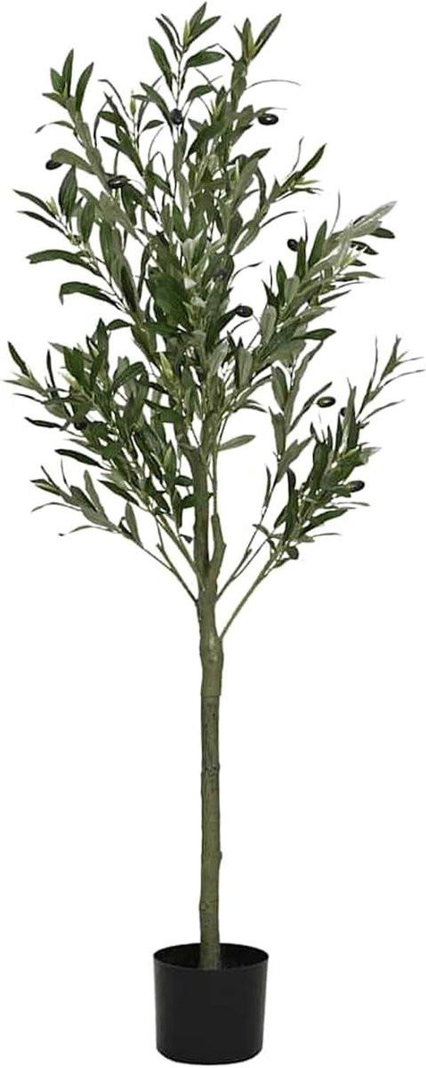Kunstboom Olijf met stabiele cementvoet, Groen, Hoogte: 120 cm