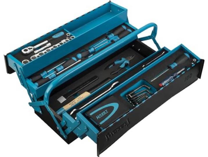 HAZET metalen gereedschapskoffer 190/79 79-delig, gevuld met hamer, omkeerbare ratel, tang en hangslot mobiele montagekoffer met professioneel assortiment'.