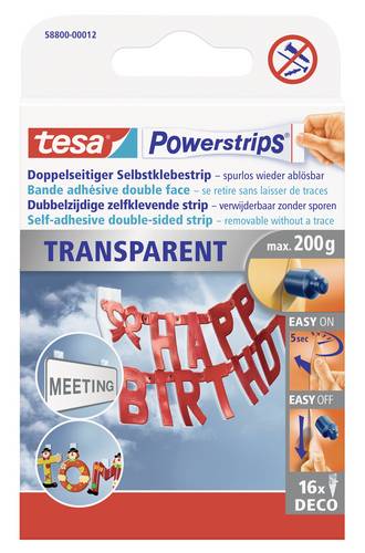 tesa POWERSTRIPS Doppelseitiger Klebestreifen Transparent Inhalt: 16 St.