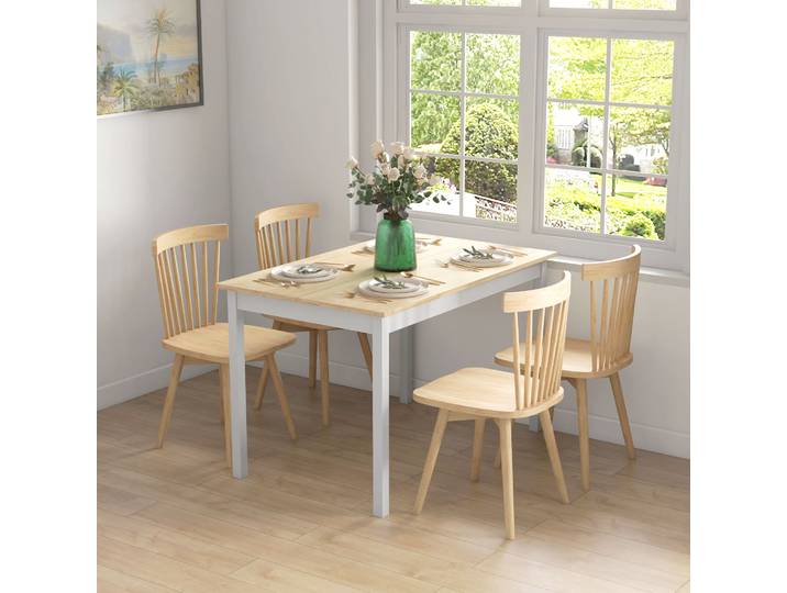 HOMCOM Table à Manger Bois 4 Pers Vintage 120cm Blanc