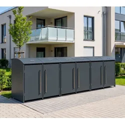Westmann Metall Mülltonnenbox Moderna 6 | 6x240 L | Anthrazit | 83x417x135 cm - Anthrazit