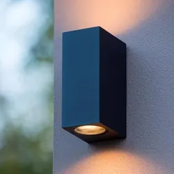Lucide ZARO Wandstrahler IP65 Schwarz – 2x GU10 Außenwandleuchte modern