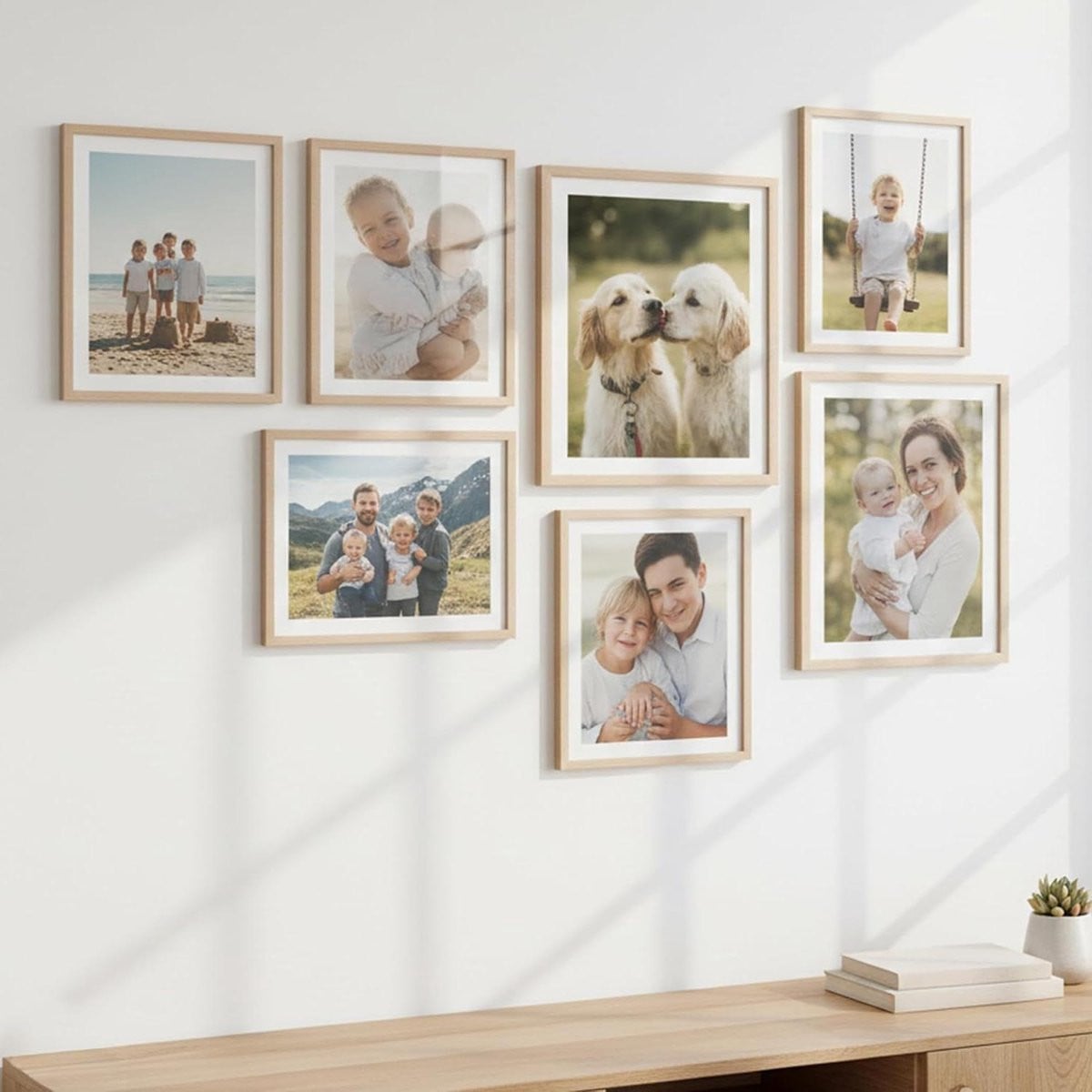 Set van 7 onbreekbare acryl fotolijsten voor wanddecoratie - Bruin