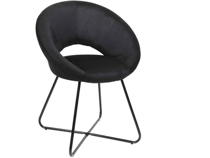 Fauteuil rond en velours cotelé noir