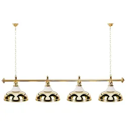 Billard Lampe 4 Schirme gold mit Glas / goldfarbene Halterung