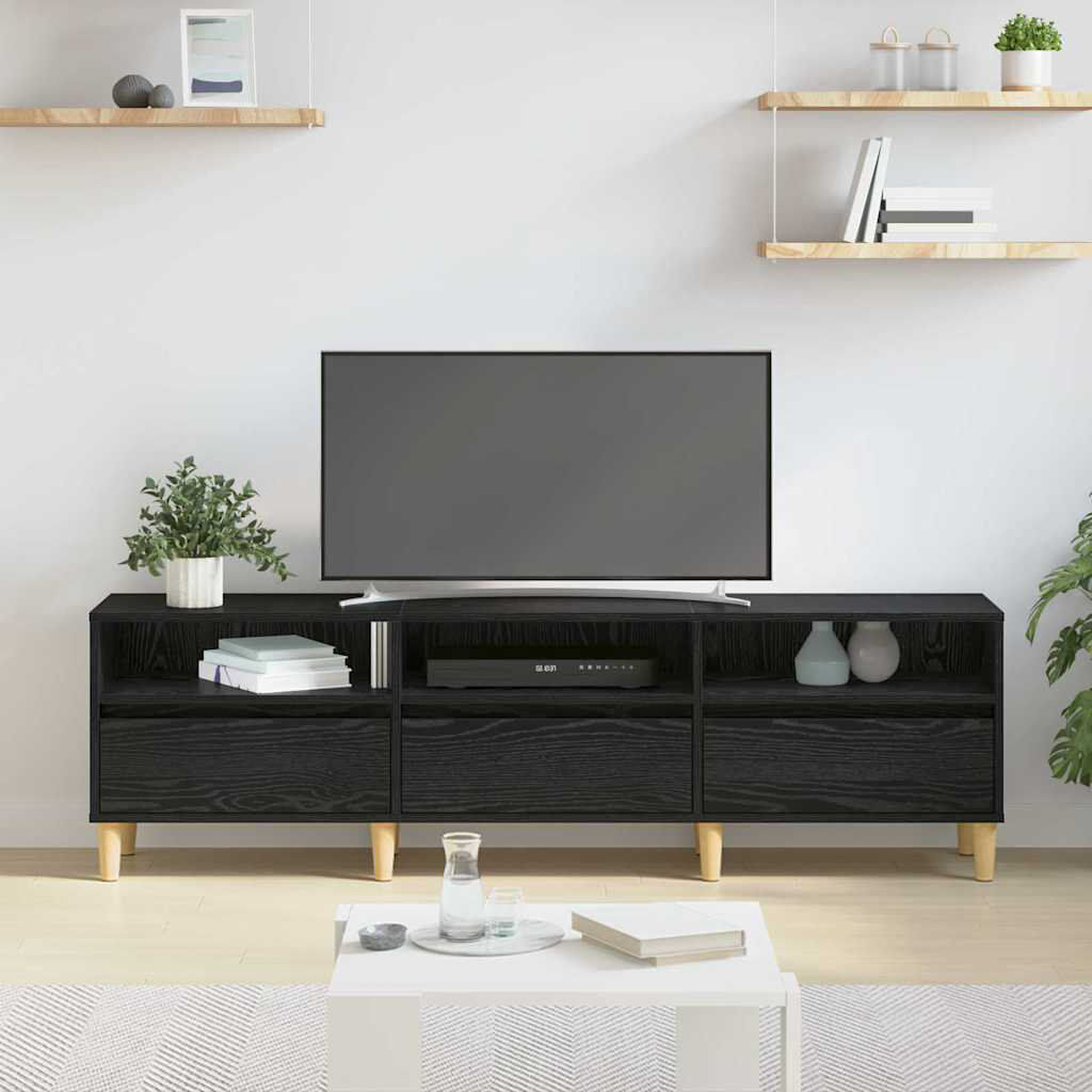 Alpen Home TV Cabinet 150 X 30 X 44.5 Cm Engineered Wood Black Oak 88"