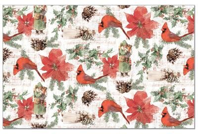 FirstDawn "Wooded Holiday 24 Sheet Reusable Premium Paper Stock Placemats in Resealable Storage Bag Made in The USA 17"" x 11"""