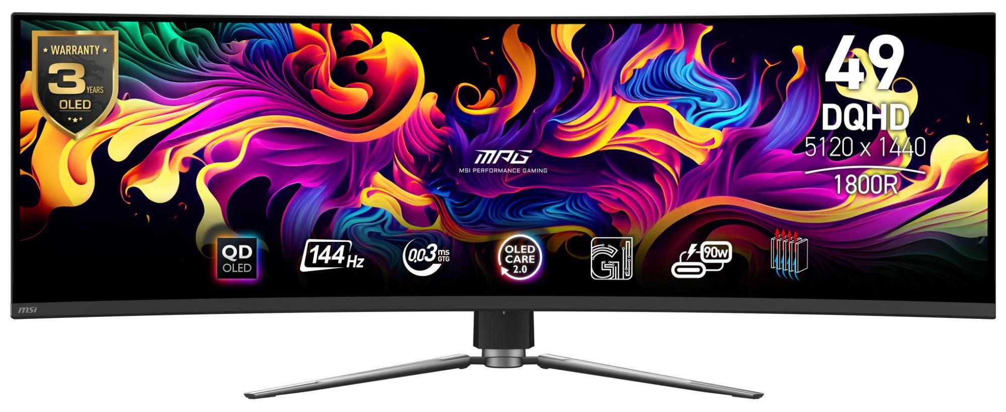 MSI MPG 491CQPDE QD-OLED, 124,5 cm (49"), 5120 x 1440 Pixel, Dual QHD, QD-OLED, 0,03 ms, Schwarz