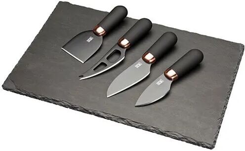Taylor s Eye Witness Brooklyn Copper 4 Piece Cheese Knife & Slate Cheese Board Set