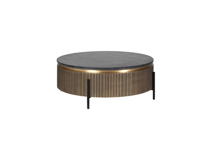 Runder Design Couchtisch „Ironville“ mit schwarzer Marmorplatte Ø 90 cm Gold Richmond Interiors