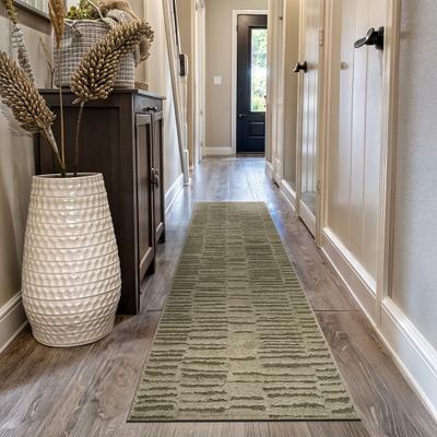 World Rug Gallery Horizontal Dash Texture Power Loomed Soft Shag High-Low Indoor Area Rug