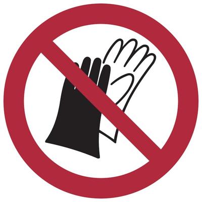 Verbotsschild, Benutzen von Handschuhen verboten P028 - ASR A1.3 (DIN EN ISO 7010) - 200 mm Folie selbstklebend