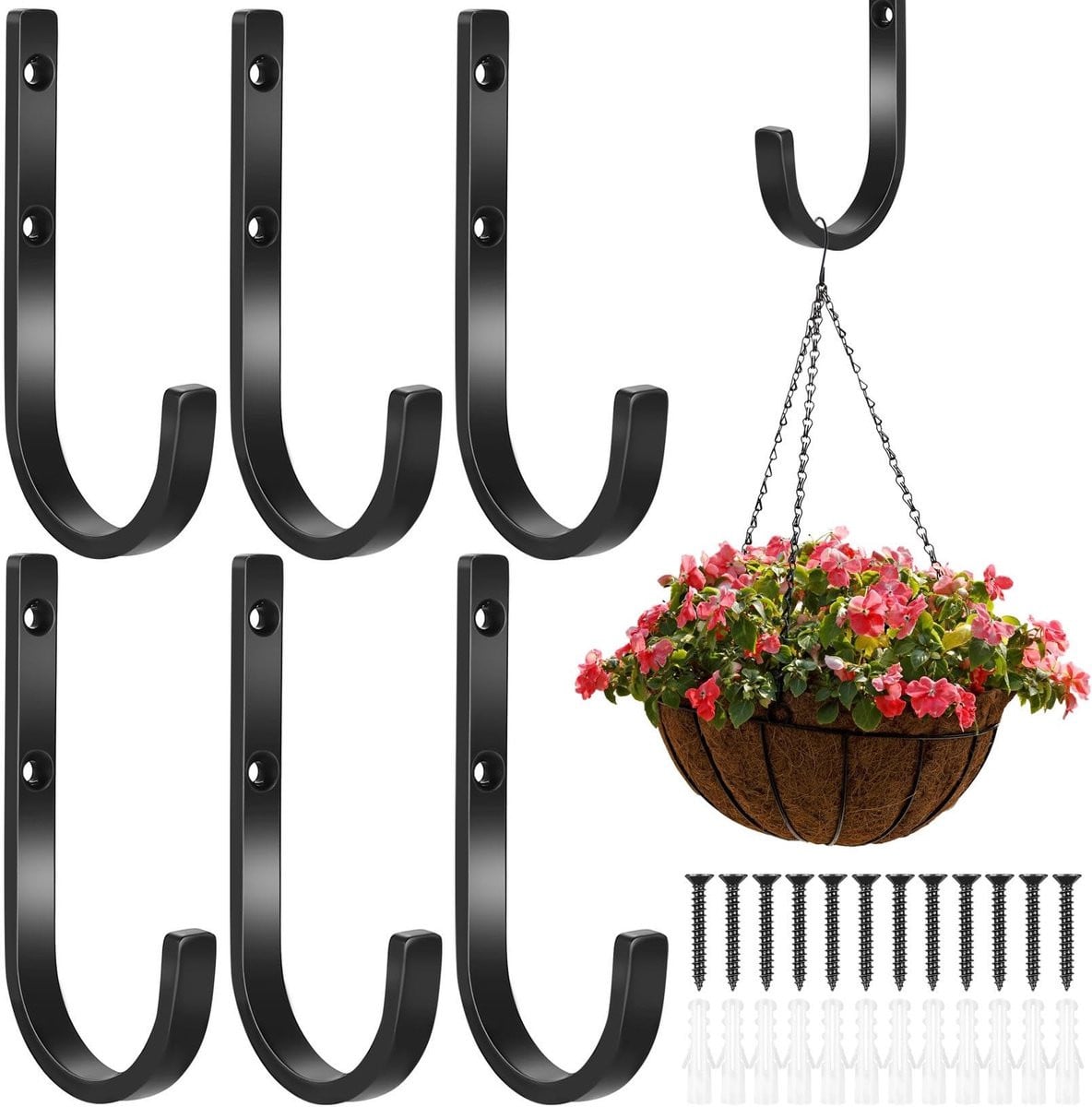 Dailygoods Cosensi Dailygoody Wandhaken en Kledinghaken - Zwart - 6 Stuks