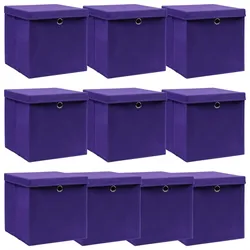 vidaXL Aufbewahrungsboxen mit Deckeln 10 Stk. Lila 32x32x32 cm Stoff