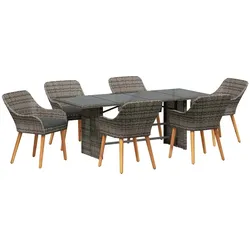 vidaXL 7-teiliges Gartenset in Grau aus Poly-Rattan