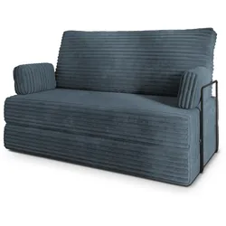 BETTSOFA LADIA aus Schaumstoff Kordstoff Grau Schlaffunktion