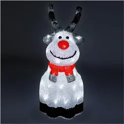 Mojawo, Weihnachtsbeleuchtung, Acryl Elch 45 LEDs kaltweiss Aussenbeleuchtung mit Timerfunktion