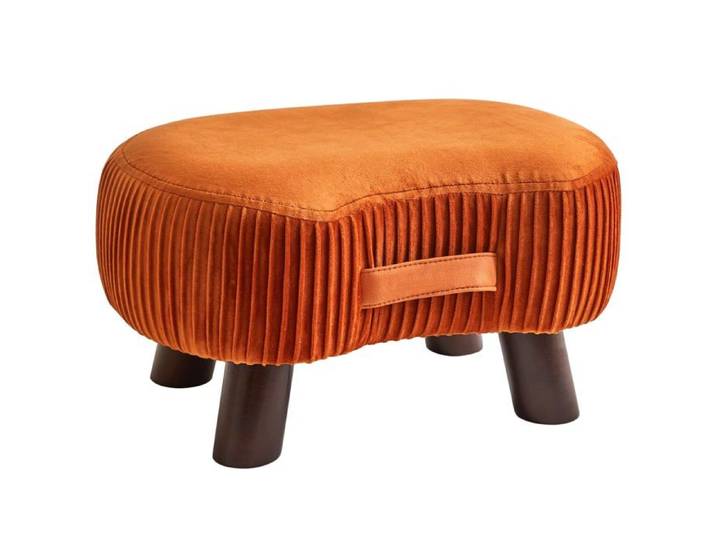 man Pouf en Bois Petit Repose-Pieds Incurvé avec Poignée Tabouret de Canapé avec Coussin d'Assise Moelleux pour ange Oran BUREAU