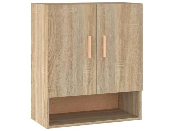 KLGBNCVE Wandschrank Sonoma-Eiche 60x31x70 cm Holzwerkstoff Skandinavisches Design, schwebende Montage, offenes Fach für Deko, Montageanleitung inklusive, Schrauben nicht enthalten