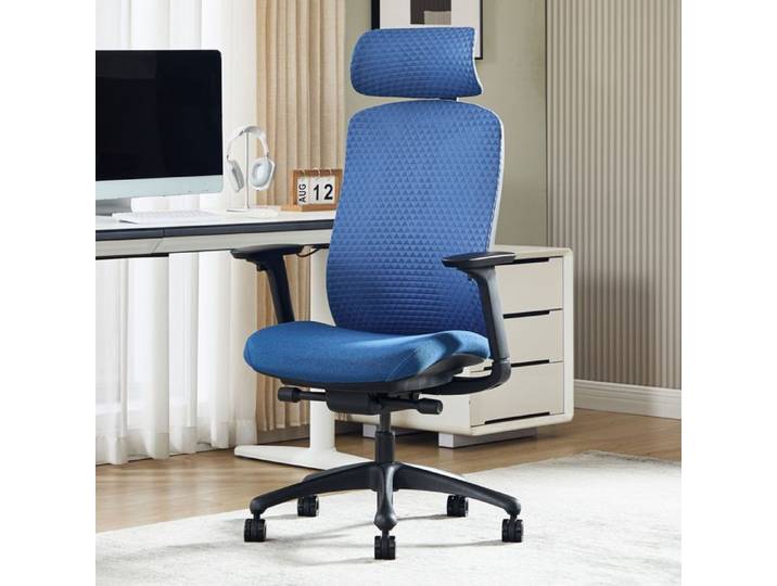 Ya-home Chaise de Bureau Pivotant avec Accoudoirs et Tête Fauteuil Bureau Ergonomique avec roulettes et Réglable en Hauteur Bleu