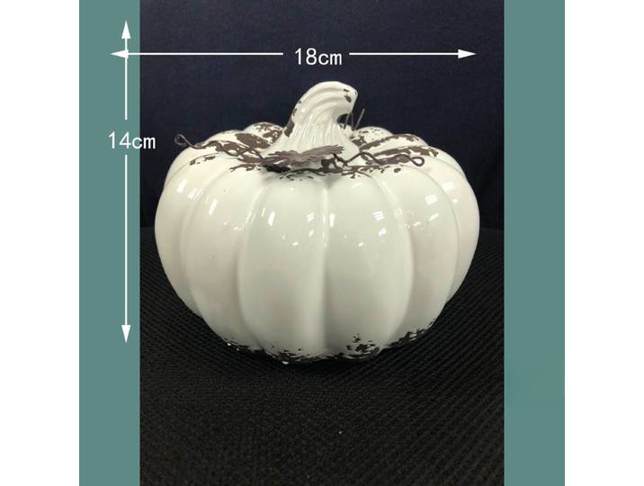 Ornement de Citrouille en Céramique Américaine, Couleur Blanche Rouillée