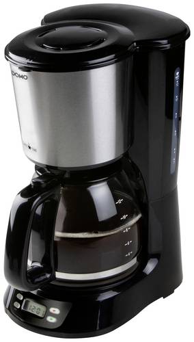 DOMO DO1065K Kaffeemaschine Schwarz, Edelstahl Fassungsvermögen Tassen=12 Display, Timerfunktion, Glaskanne