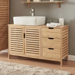 Waschbeckenunterschrank Boksereys 60x100x35 cm Bambus Natur [en.casa]