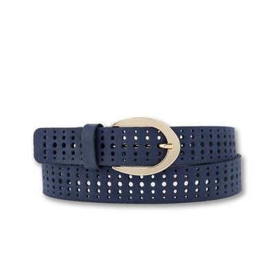 Ledergürtel BERND GÖTZ "Ledergürtel mit raffinierter Lochung für topmodische Styles", Damen, Gr. 85, blau (marine), Rindsleder, Gürtel Ledergürtel