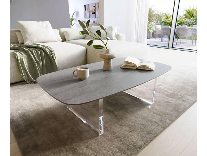 Couchtisch Edge Boot 120x70 cm Keramik Beton Grau Lumia Acryl, Couchtische